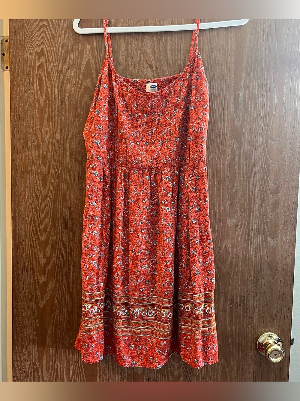 Old navy red floral spaghetti strap mini dress women’s Large